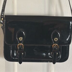 Steve Madden Black Patent Faux Leather Shoulder/Crossbody Bag